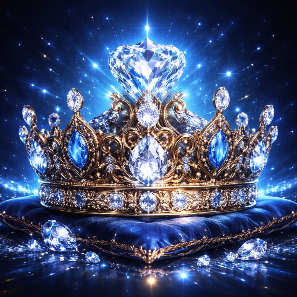 Crown and Diamonds artwork with crown, crystal diamonds, and jewel tones